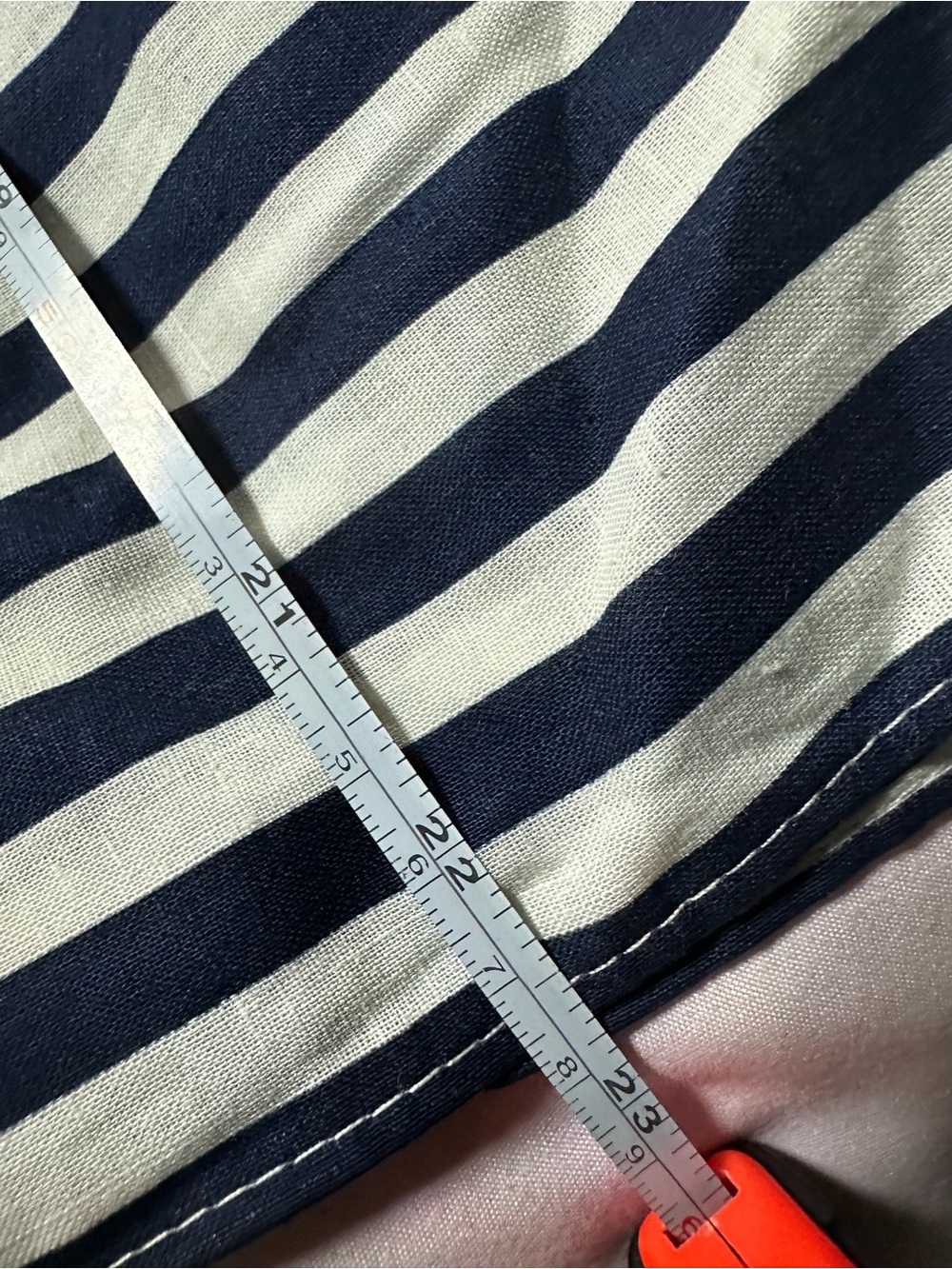 Zara Navy and White Striped Short Sleeve Button-Shoulder Top - Picture 3 of 10